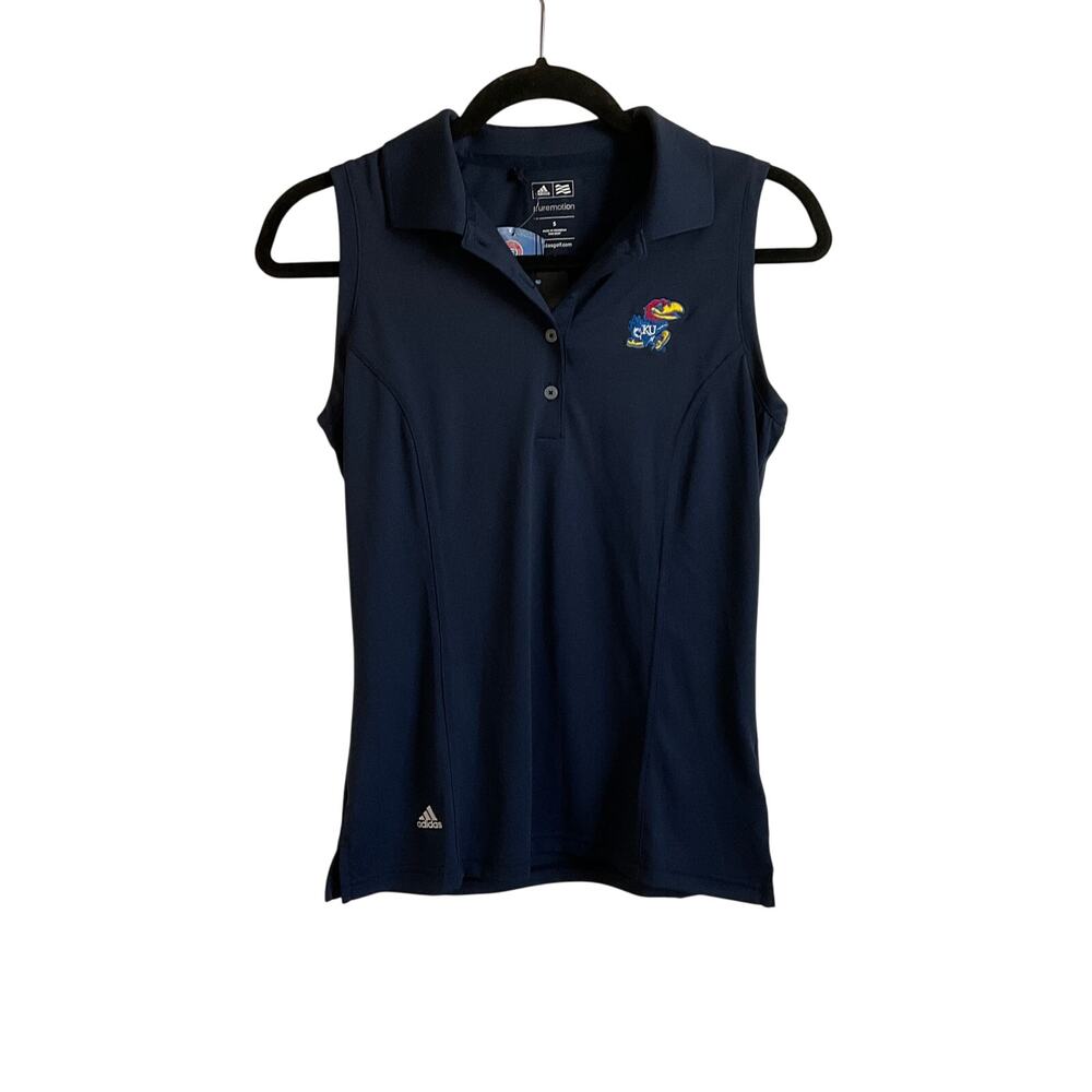 Women’s Adidas‎ KU Blue Sleeveless Golf Polo - Size Small
